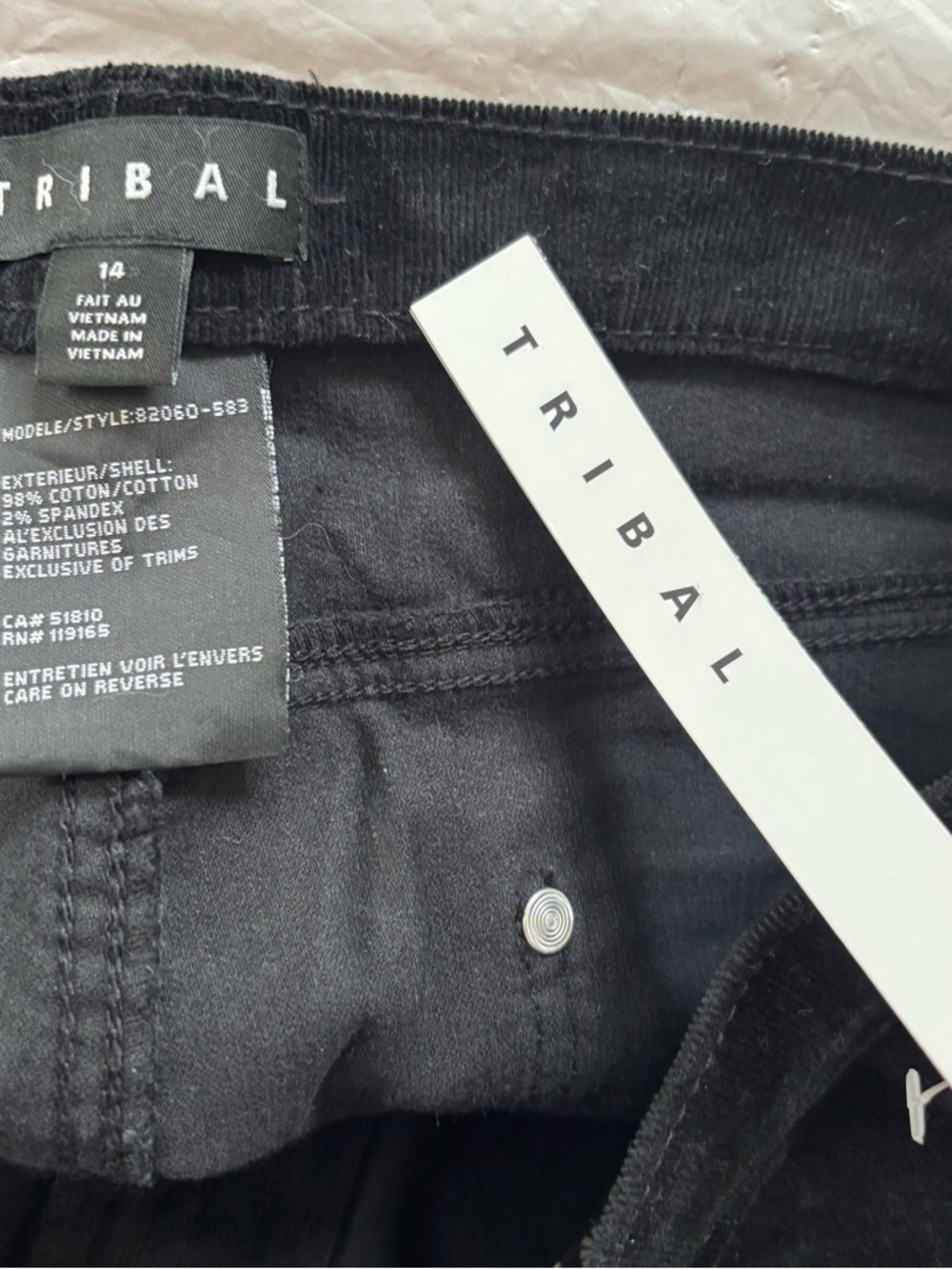 NWT Tribal Black Corduroy Stretch Straight Leg Pants SZ 14 - Picture 5 of 8